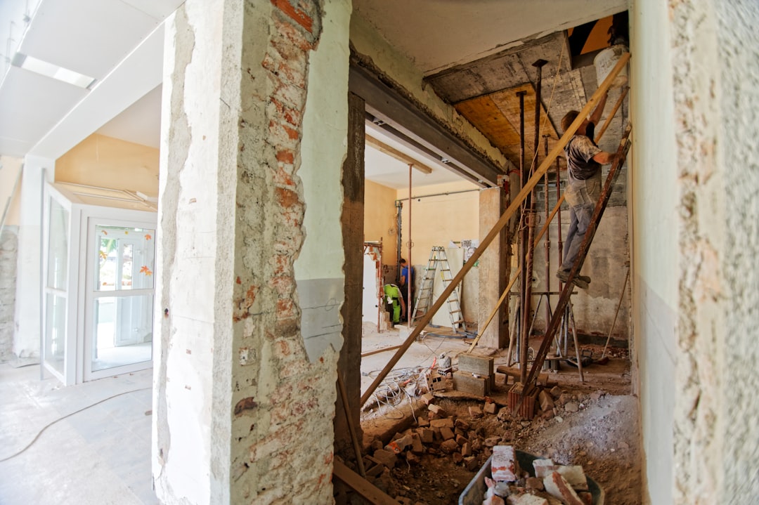 Interior mid-renovation showing finished and unfinished work side by side